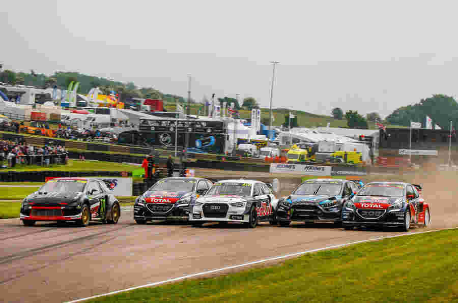 奥迪Ace Ekstrom PIPS Solberg在Lydden Hill Rallycross摊牌