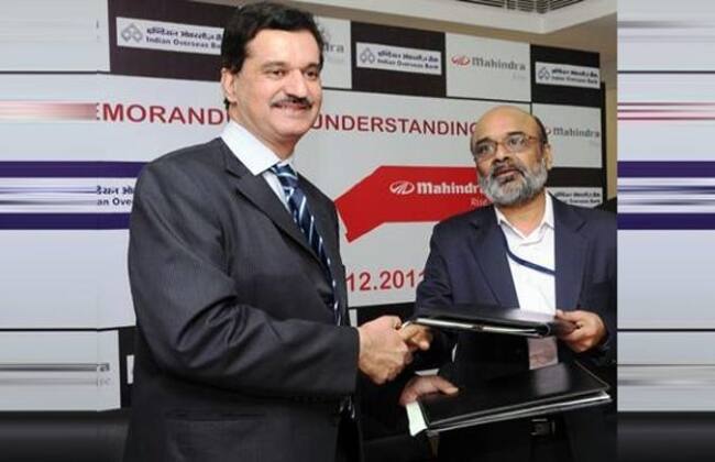 Mahindra与印度海外银行签署谅解备忘录汽车贷款和商业车辆金融
