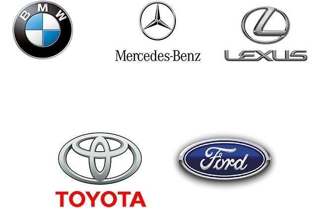 丰田，福特，宝马，梅赛德斯和雷克萨斯都是顶级的汽车品牌