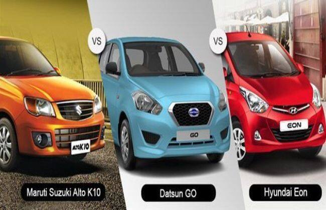 快速比较 -  Datsun Go V / S Hyundai Eon v / s alto k10