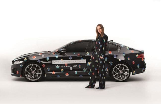 Jaguar Xe arrives in Paris in Stella McCartney's superhero print