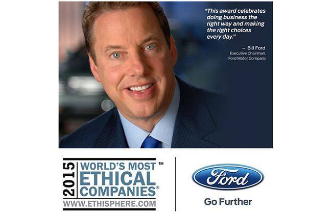 福特汽车公司将于2015年世界各地伦理公司，连续第六次！