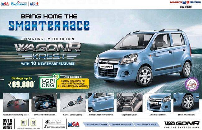 在限量版Maruti Suzuki Wagonr Krest节省高达69,800卢比