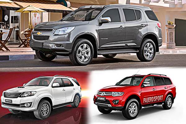 Chevrolet Trailblazer vs Fortuner VS Pajero Sport：规格比较