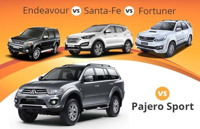 Mitsubishi Pajero Sport vs Ford Endeavor VS Toyota Fortuner VS Hyundai Santa-Fe