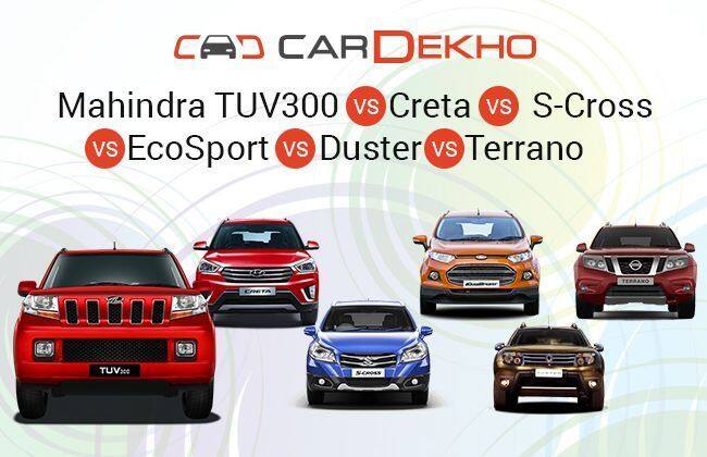 比较：Mahindra Tuv300 VS Creta VS S-Cross VS Ecosport VS Duster VS Terrano