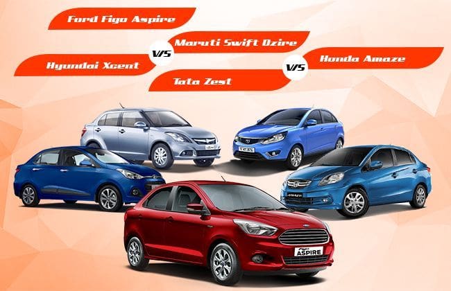 Ford Figo Aspire VS Dzire vs xcent vs zest vs惊讶