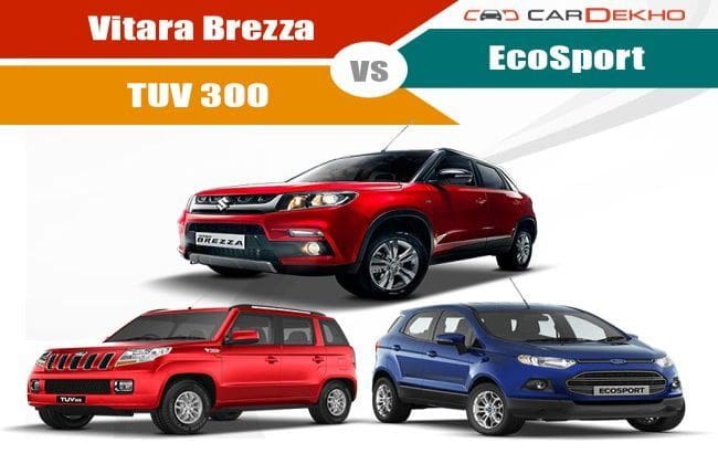 Vitara Brezza VS FORD ECOSPORT与Mahindra TUV 300