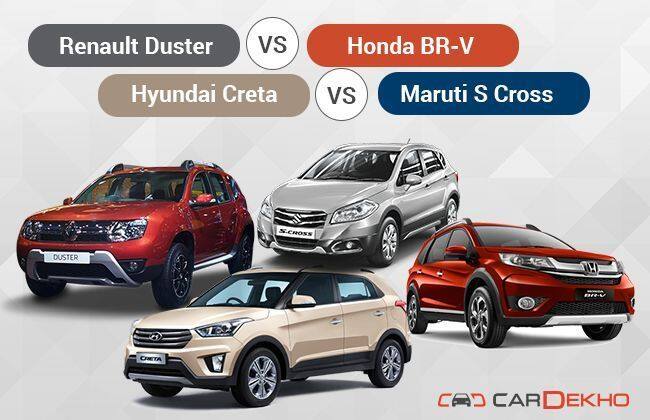 竞争检查：Renault Duster Facelift VS HONDA BR-V VS Hyundai Creta VS Maruti S-Cross