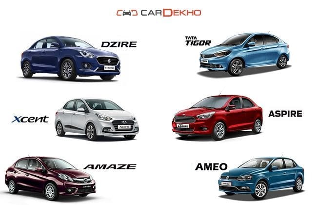 2017 Maruti Dzire vs Hyundai Xcent Vs Honda Amaze VS Tata Tigor VS VSD Aspire VS Volkswagen Ameo：规格比较