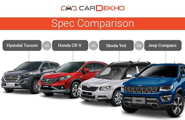 Jeep Compass VS Hyundai Tucson VS HONDA CR-V VS Skoda yeti  -  Spec比较