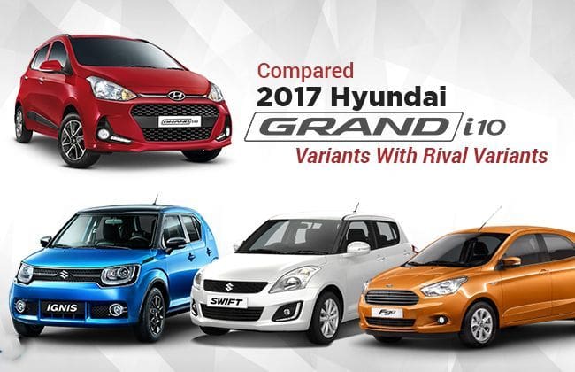 Grand I10 Facelift VS Ignis Vs Figo VS Swift：变体变化特征比较