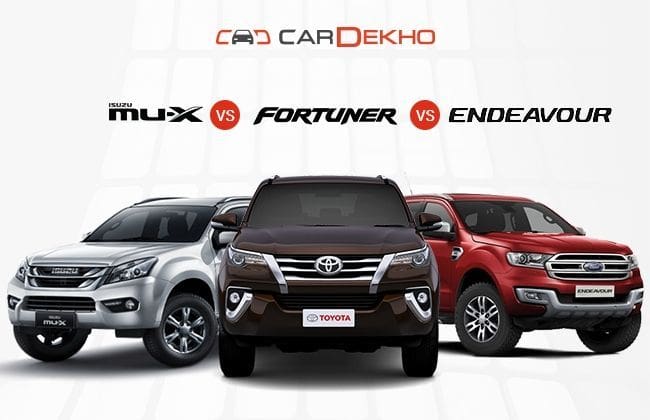 isuzu mu-x vs toyota fortuner vs ford endeavor