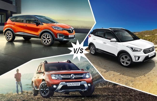 Renault Captur VS Creta VS Duster：变体明智比较