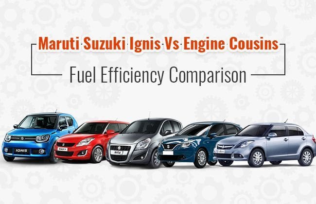 Maruti Suzuki Ignis VS发动机表兄弟 - 燃油效率比较（具有信息图表）