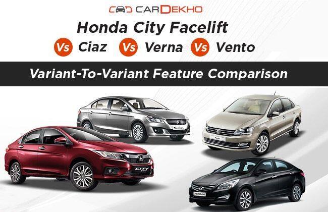 本田市整体vs ciaz vs verna vs Vento：变体变化特征比较