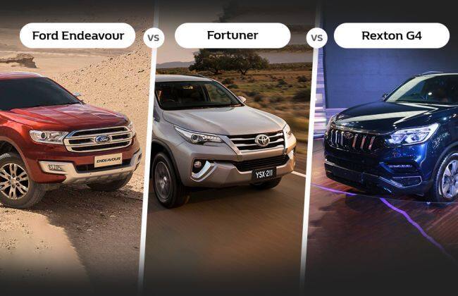 mahindra rexton vs toyota fortuner vs ford endeavor：规格比较