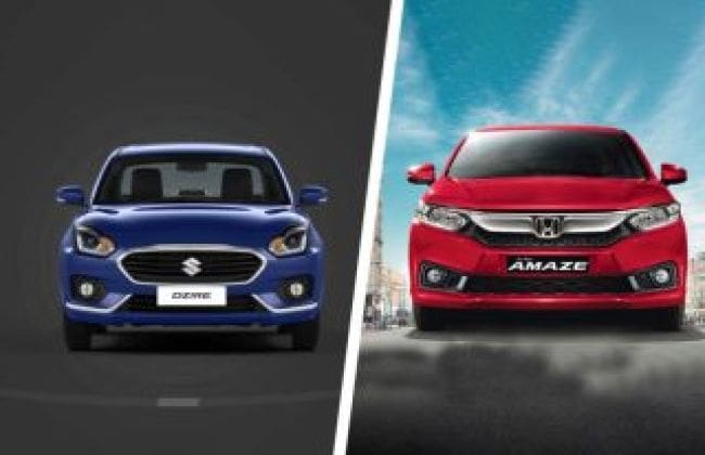 2018 HONDA AMAZE VS MARUTI DZIRE：变体比较