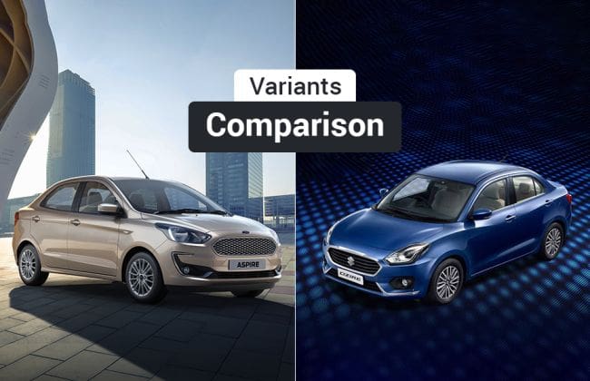 2018年福特Aspire Facelift VS Maruti Dzire：变体比较