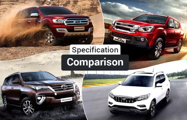 规格比较：Mahindra Alturas G4 vs isuzu mu-x vs福特endeavor vs Toyota Fortuner