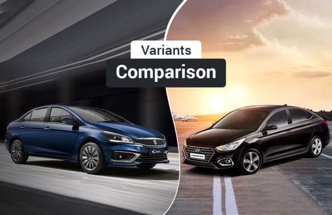 2018 Maruti Ciaz VS Hyundai Verna：变体比较