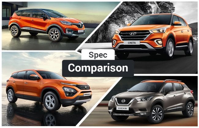 Tata Harrier VS Hyundai Creeta VS Renault Captor VS NISSAN踢：规格比较