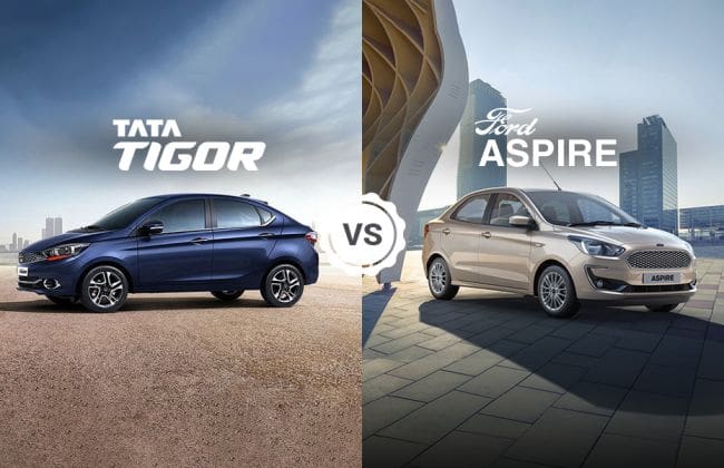Tata Tigor vs Ford Figo Aspire：变体比较