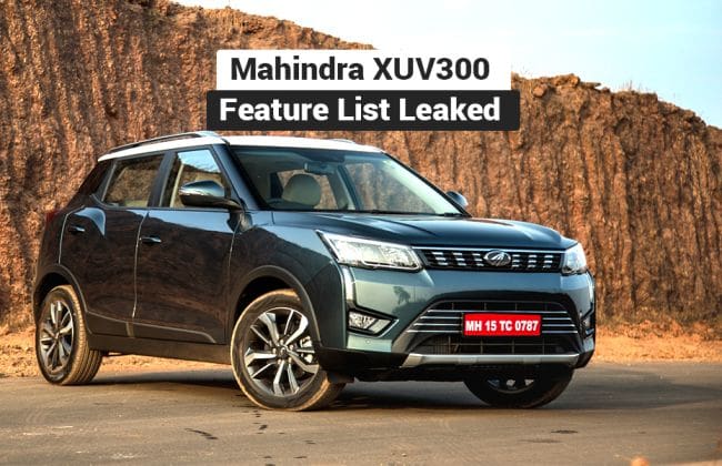 Mahindra Xuv300变体明智的功能列表在发射之前泄漏