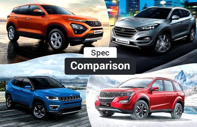 规格比较：Tata Harrier VS Jeep Compass VS Hyundai Tucson VS Mahindra Xuv500