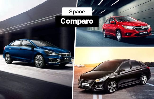 Maruti Suzuki Ciaz vs Honda City VS Hyundai Verna：哪个紧凑的轿车提供更多空间？