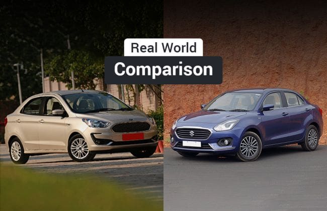 Maruti Dzire vs福特渴望：现实世界表现，里程比较