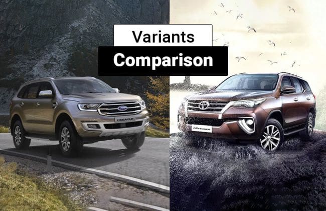 2019 FORD endeavor vs Toyota Fortuner：变体比较