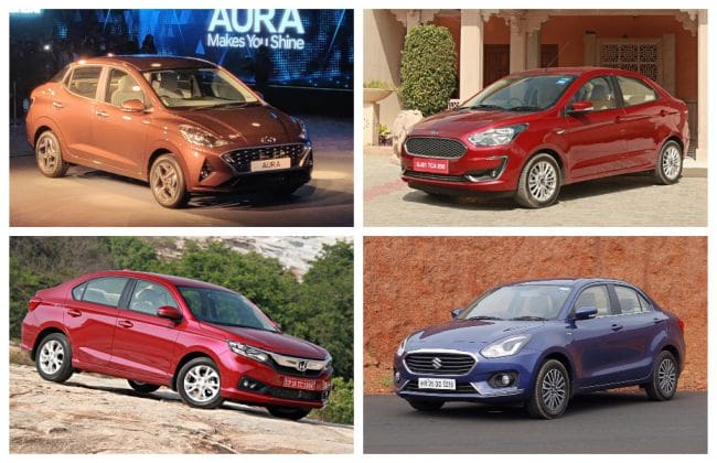 Hyundai Aura VS Maruti Dzire VS HONDA Amaze VS福特Aspire VS Hyundai Xcent：价格对比