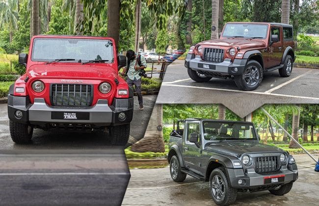 New Mahindra Thar颜色选项详述：三个新的色调！