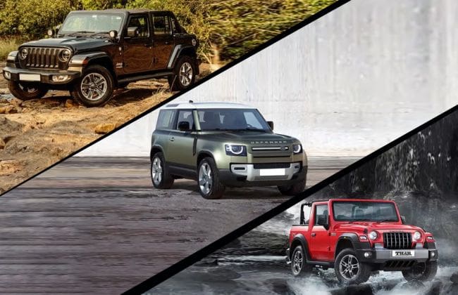 越野爱好者的价格比较：Jeep Wrangler，Mahindra Thar，Land Rover Defender等