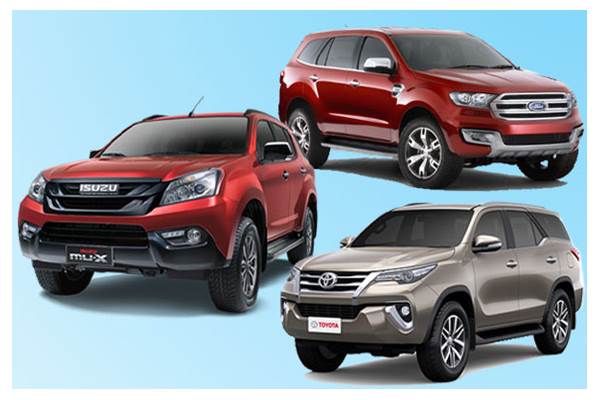 isuzu mu-x vs toyota fortuner vs ford endeavor：规格比较