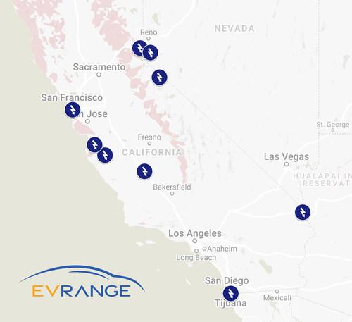 在CA和NV安装26个大功率EV充电站